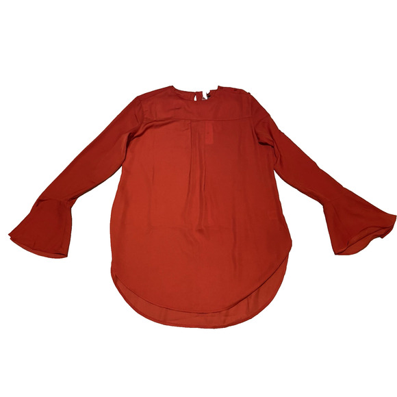 NWT Treasure Bond Silky Blouse Womens Small Red High Collar Office Modern Blouse - Picture 4 of 16